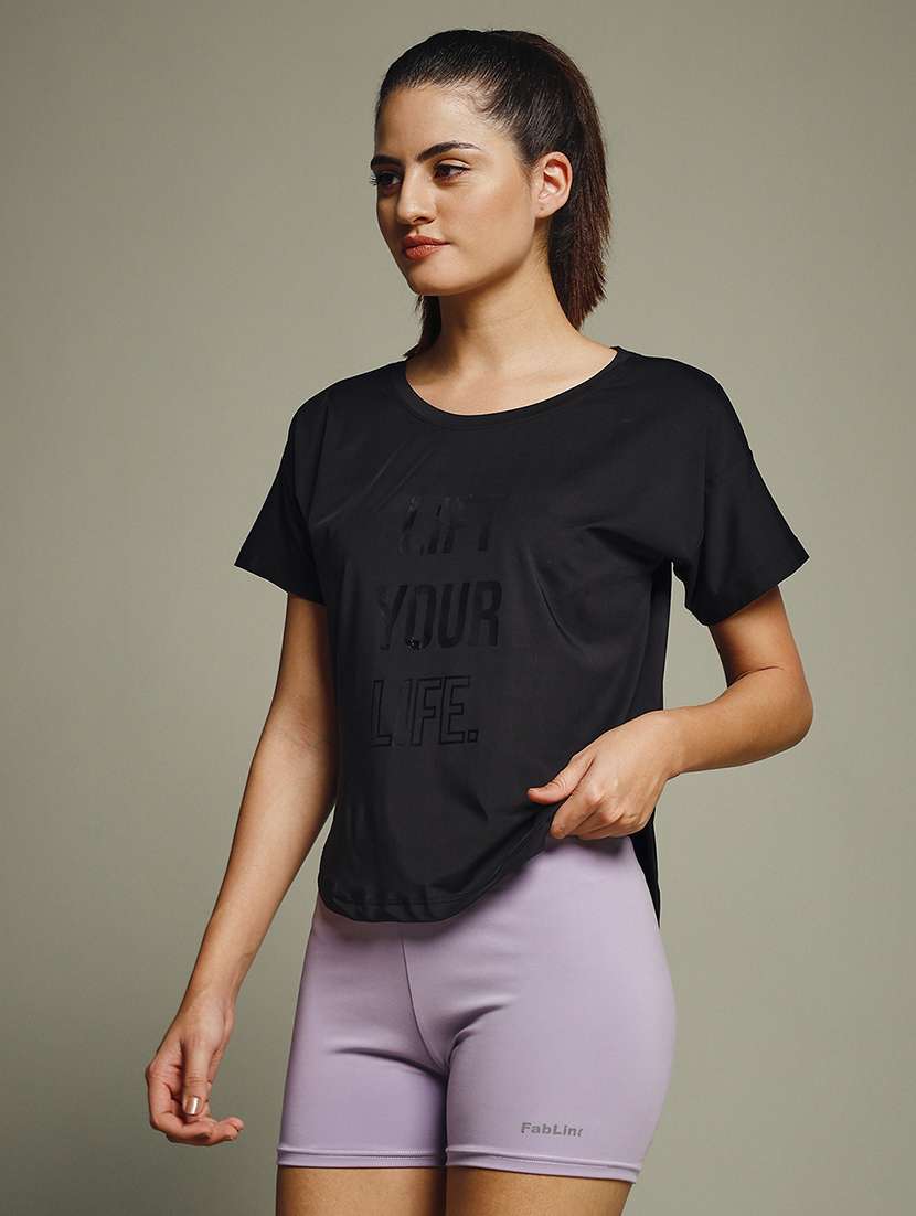 women typography prnted dri-fit sports t-shirt - 21960060 -  Standard Image - 1