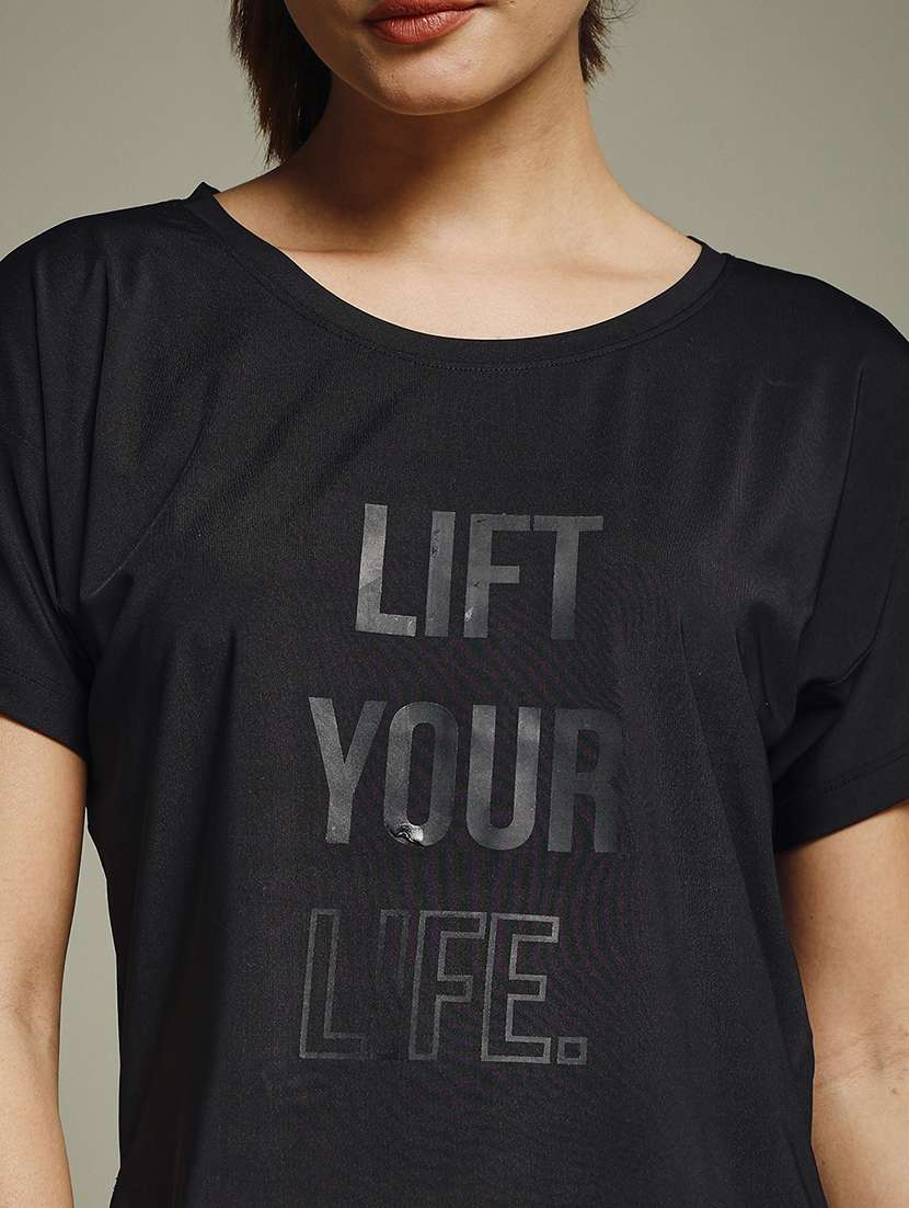 women typography prnted dri-fit sports t-shirt - 21960060 -  Standard Image - 4