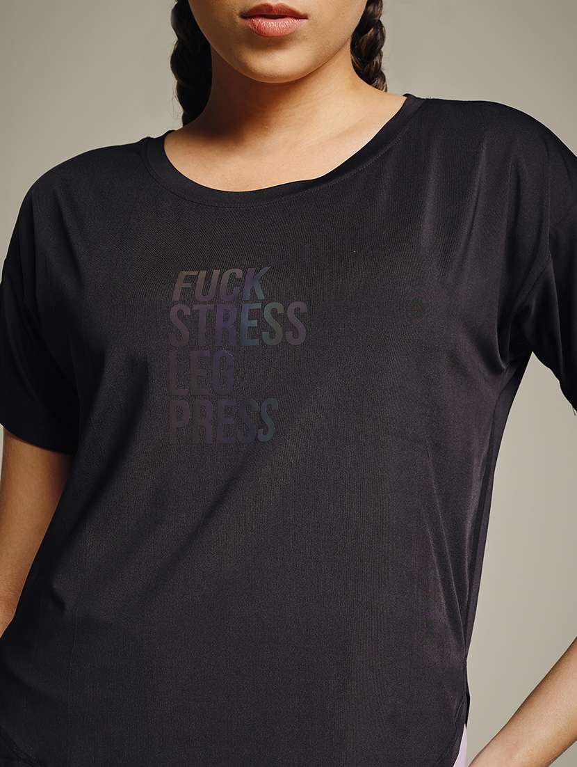 women typography prnted dri-fit sports t-shirt - 21960063 -  Standard Image - 4