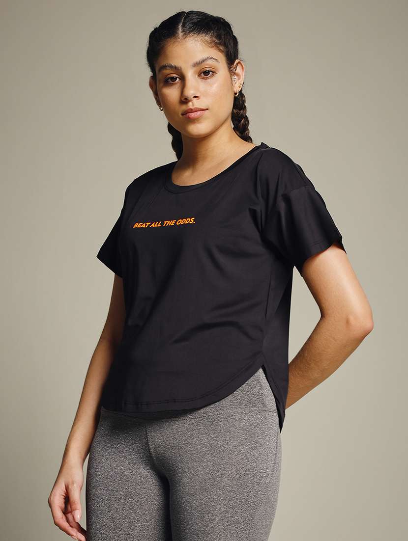 women typography prnted dri-fit sports t-shirt - 21960066 -  Standard Image - 1