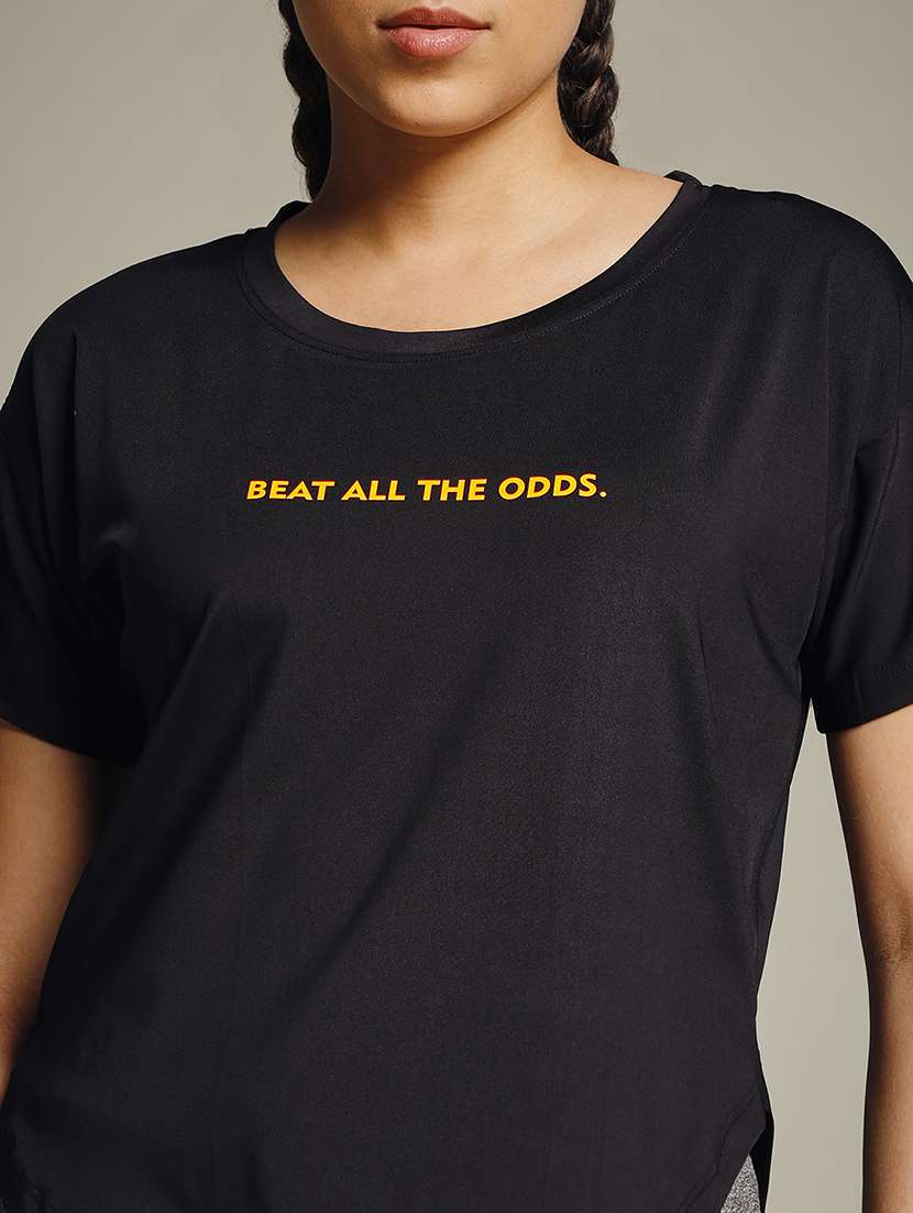 women typography prnted dri-fit sports t-shirt - 21960066 -  Standard Image - 4