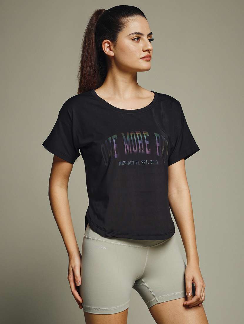 women typography prnted dri-fit sports t-shirt - 21960069 -  Standard Image - 1