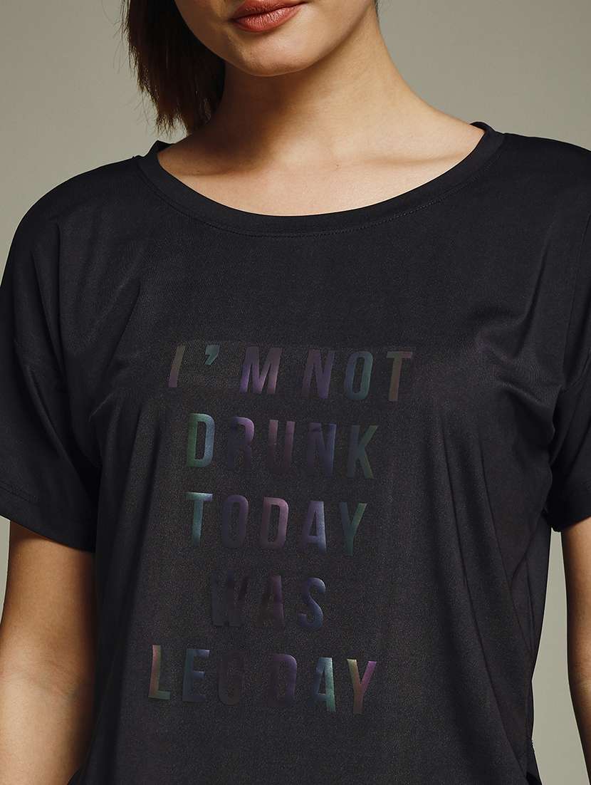 women typography prnted dri-fit sports t-shirt - 21960070 -  Standard Image - 4