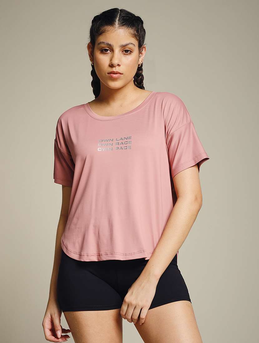 women typography prnted dri-fit sports t-shirt