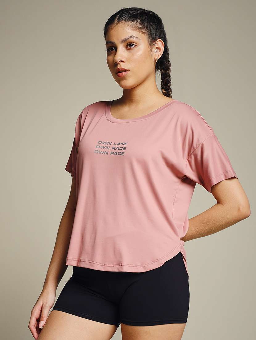 women typography prnted dri-fit sports t-shirt - 21960153 -  Standard Image - 1