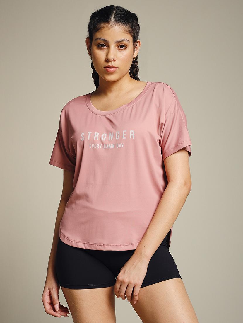 women typography prnted dri-fit sports t-shirt