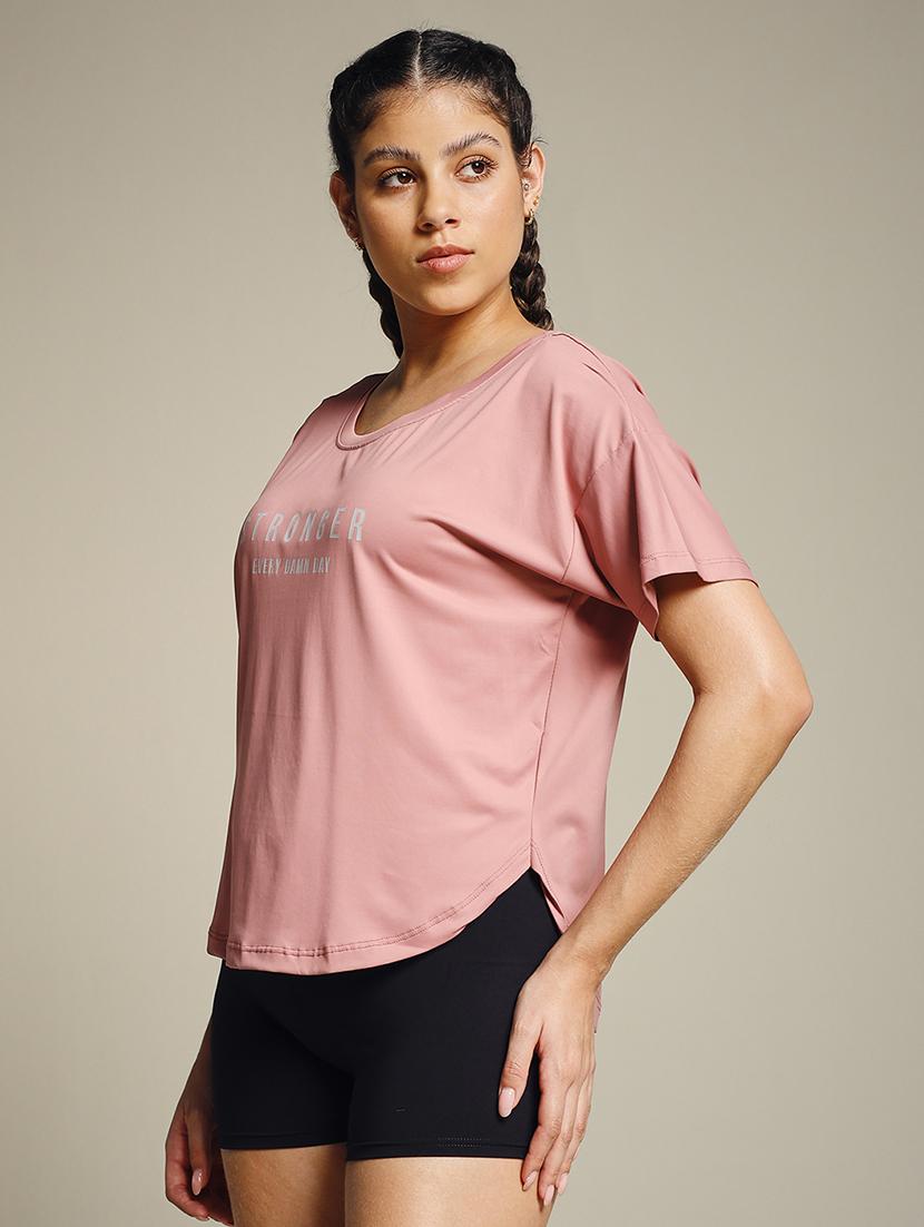 women typography prnted dri-fit sports t-shirt - 21960154 - Standard Image - 1