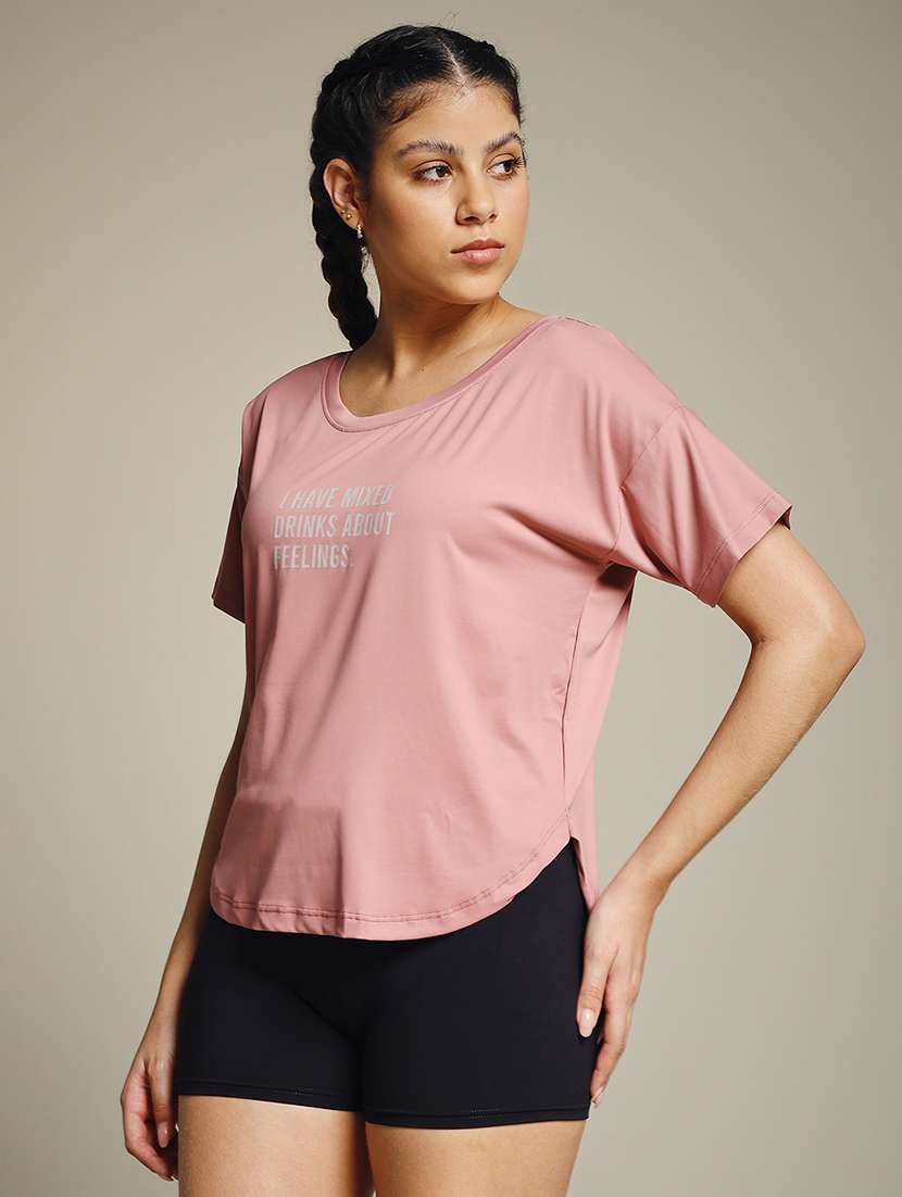 women typography prnted dri-fit sports t-shirt - 21960156 -  Standard Image - 1