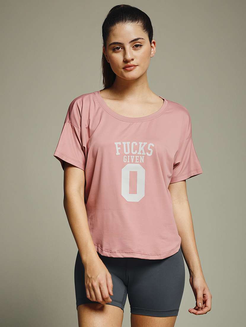 women typography prnted dri-fit sports t-shirt - 21960158 -  Standard Image - 1