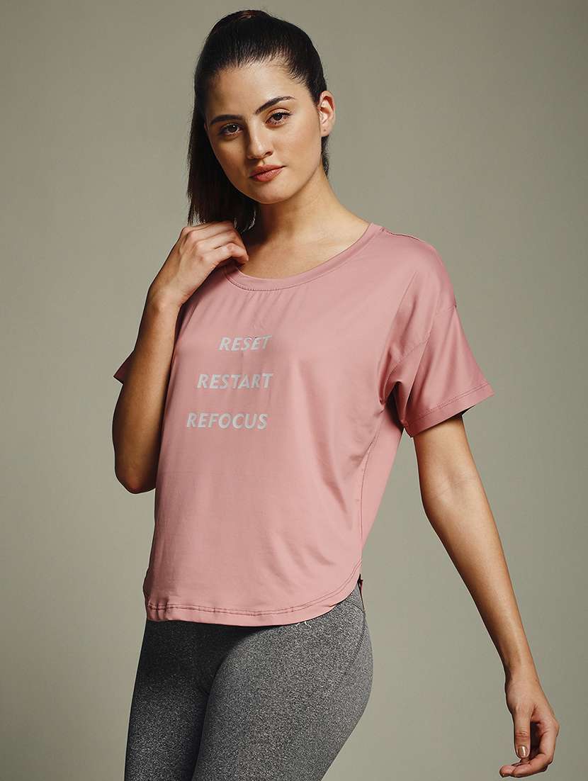 women typography prnted dri-fit sports t-shirt - 21960159 -  Standard Image - 1