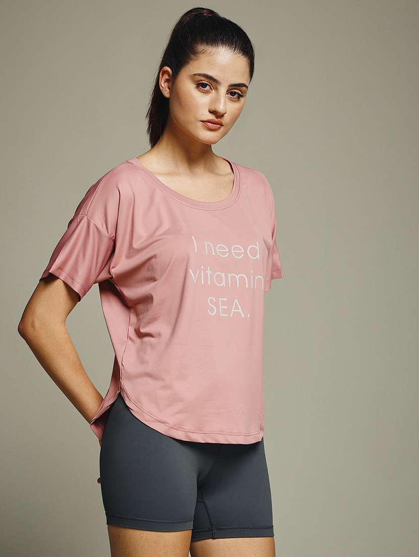 women typography prnted dri-fit sports t-shirt - 21960160 -  Standard Image - 1