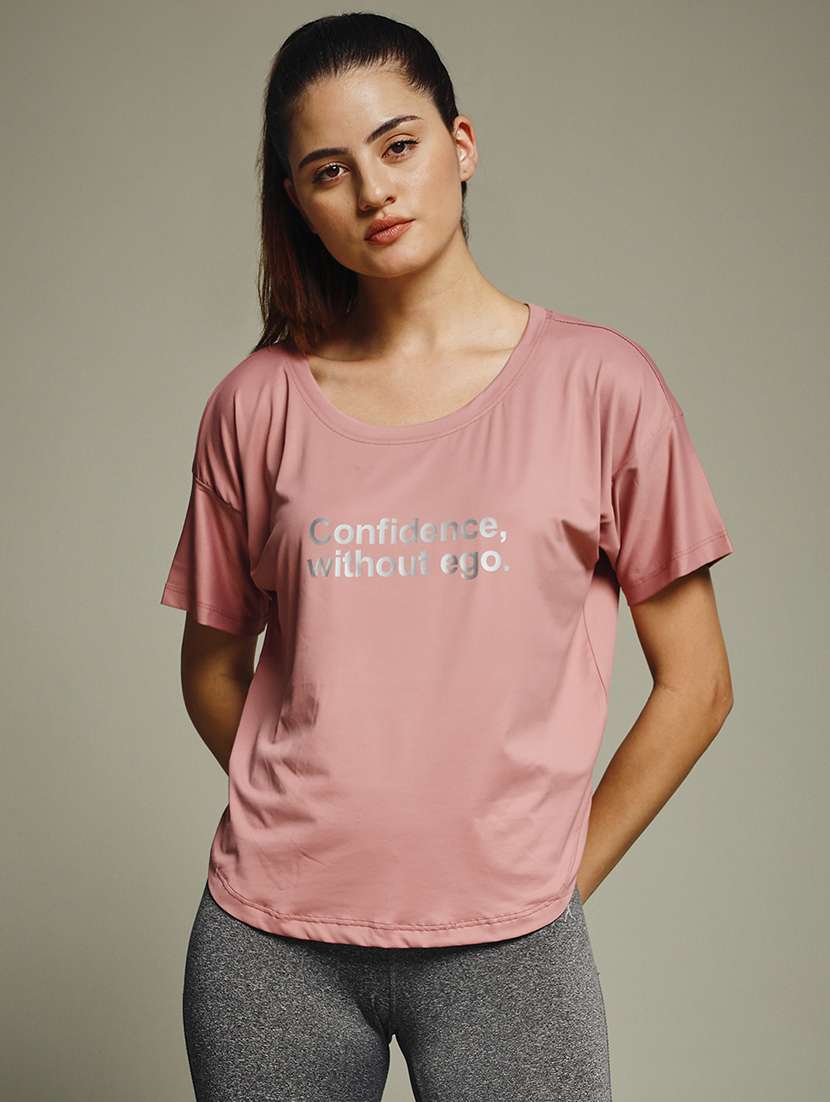 women typography prnted dri-fit sports t-shirt