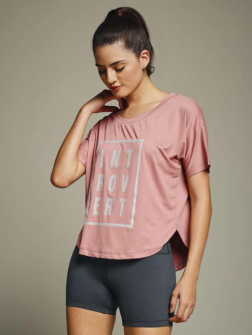 women typography prnted dri-fit sports t-shirt - 21960162 -  Standard Image - 1