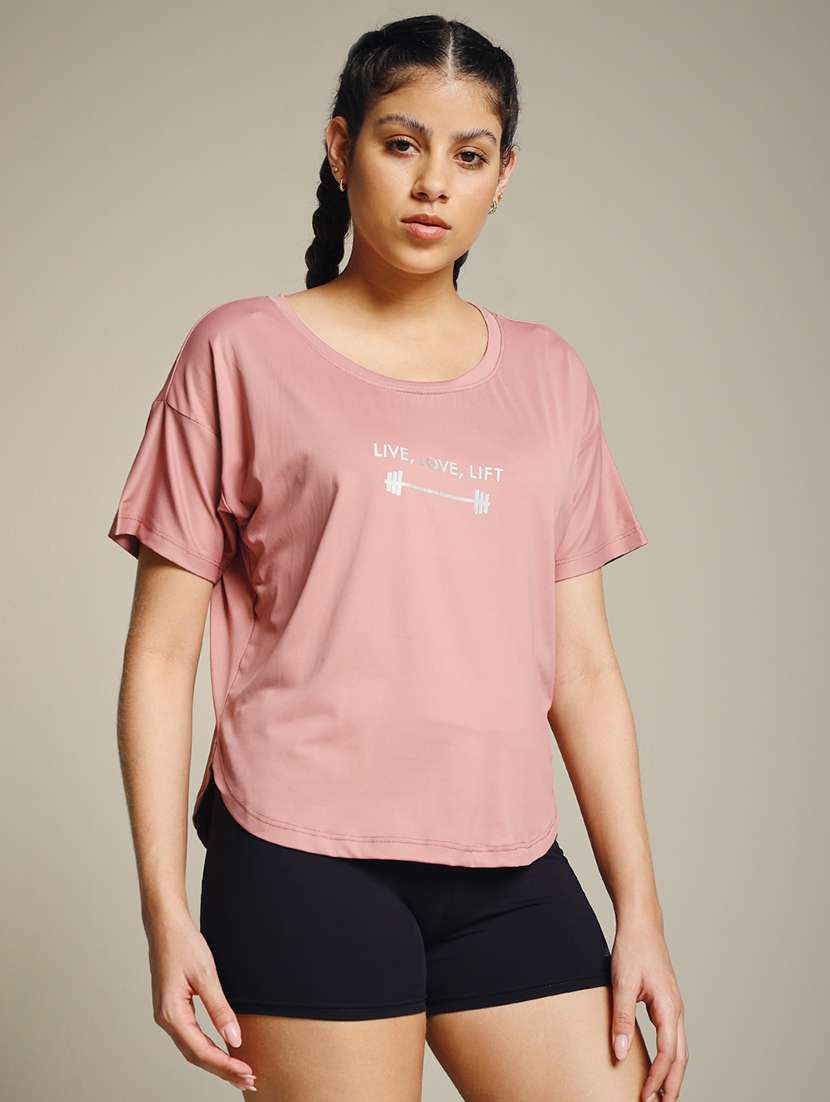 women typography prnted dri-fit sports t-shirt - 21960163 -  Standard Image - 1