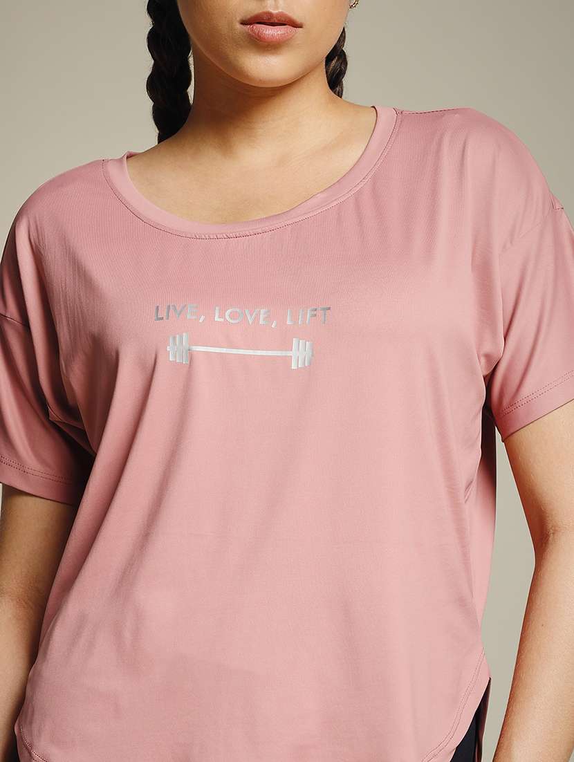 women typography prnted dri-fit sports t-shirt - 21960163 -  Standard Image - 4