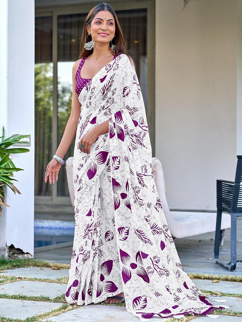 women printed ready to wear saree with blouse - 21960187 - Zoom Image - 0