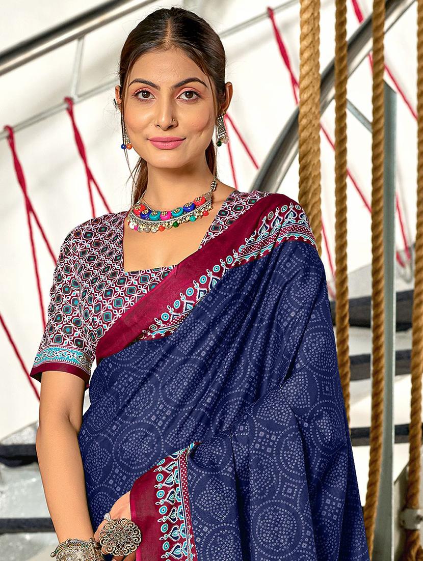 women bandhani printed ready to wear saree with blouse - 21960204 - Standard Image - 4