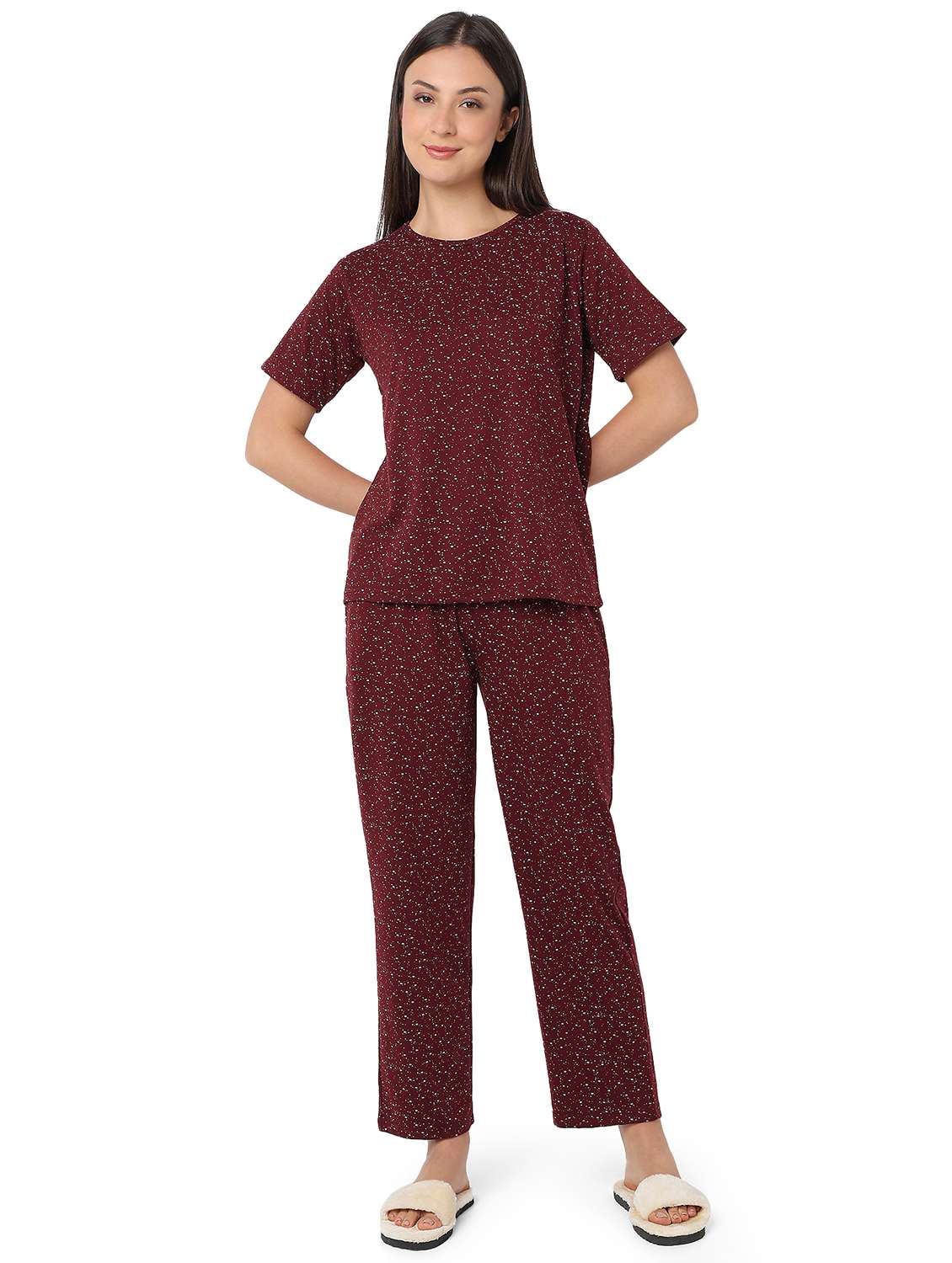 women printed nightwear pyjama set - 21960207 -  Standard Image - 1