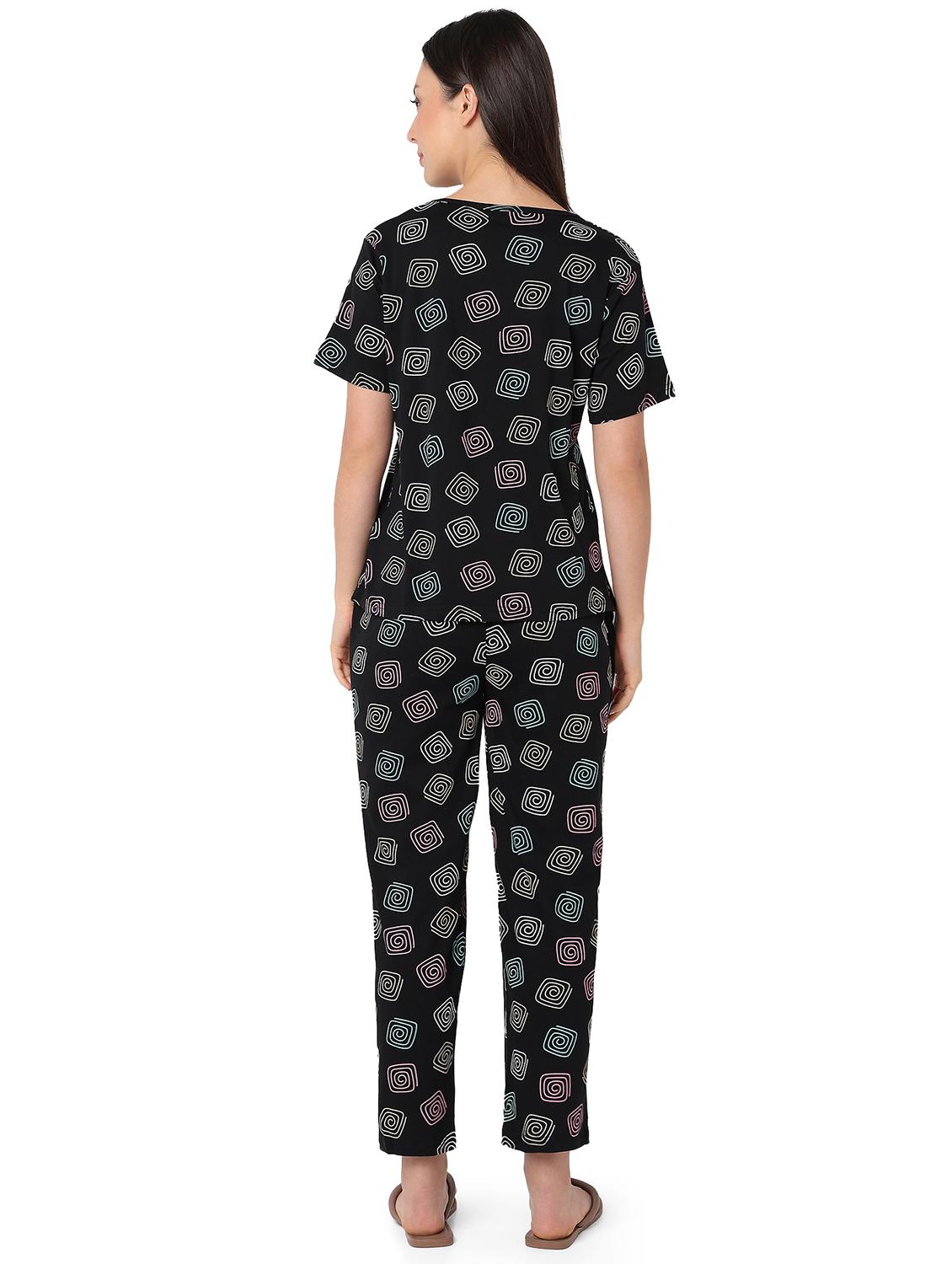 women printed nightwear pyjama set - 21960213 - Standard Image - 4