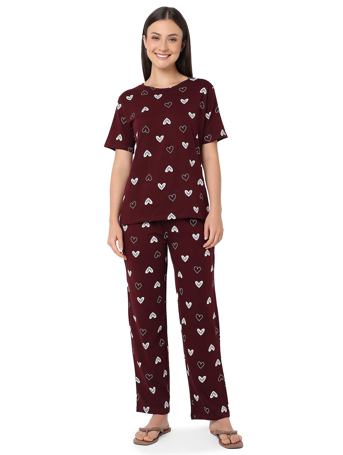 women printed nightwear pyjama set - 21960214 - Standard Image - 1