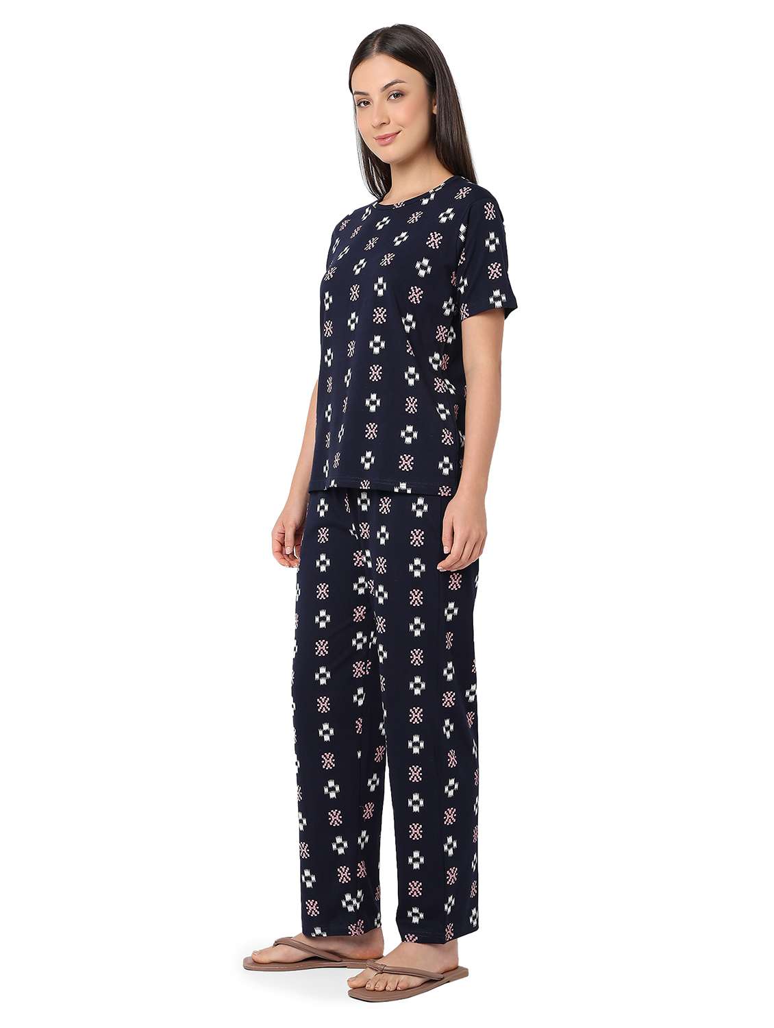 women printed nightwear pyjama set - 21960220 - Standard Image - 1