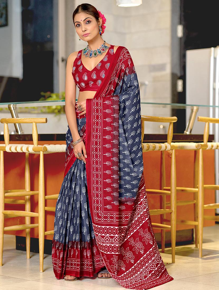 women printed ready to wear saree with blouse - 21960224 - Zoom Image - 0