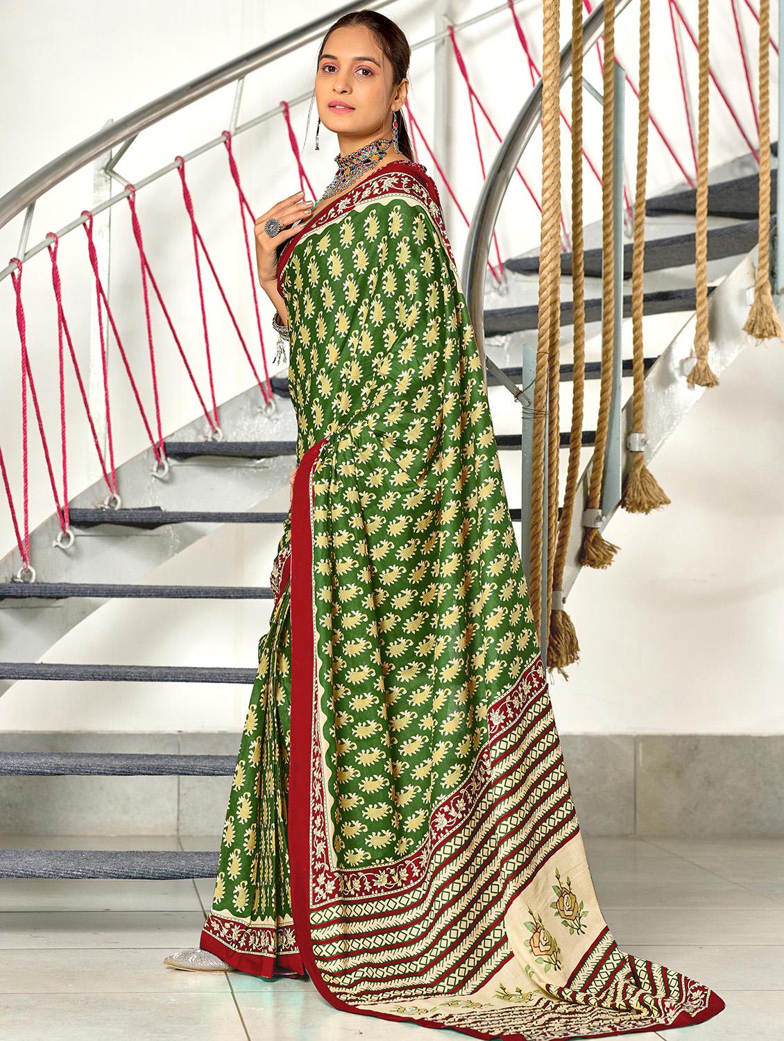 women printed ready to wear saree with blouse - 21960225 - Standard Image - 1