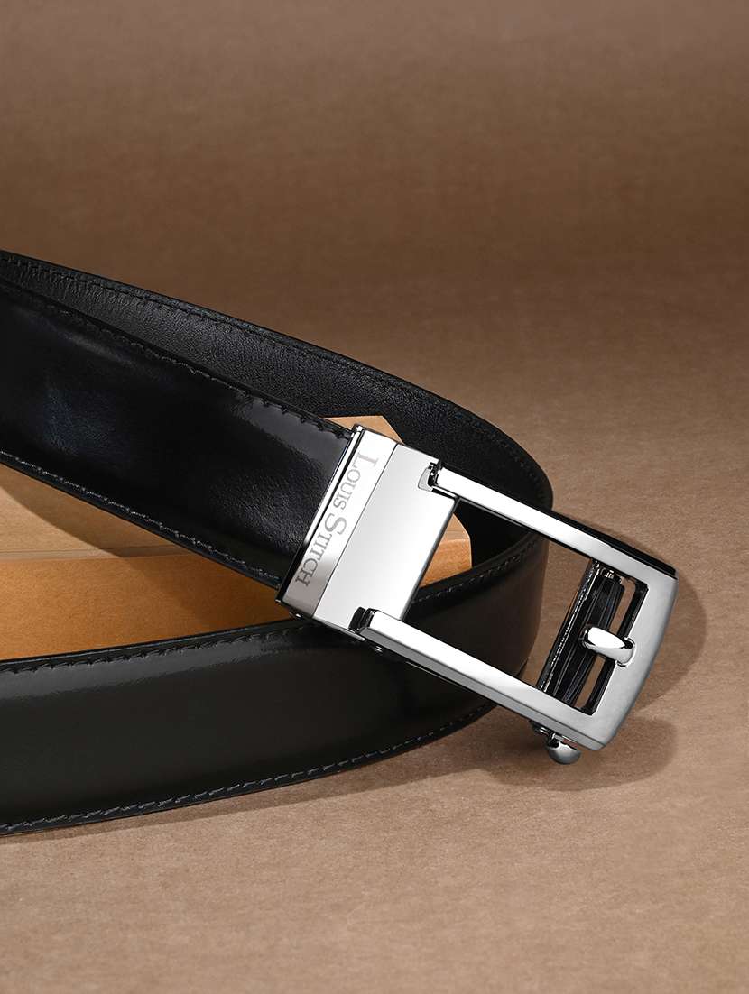 men black manual buckle leather belt