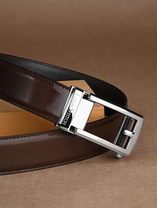men brown manual buckle leather belt - 21960230 - Standard Image - 0