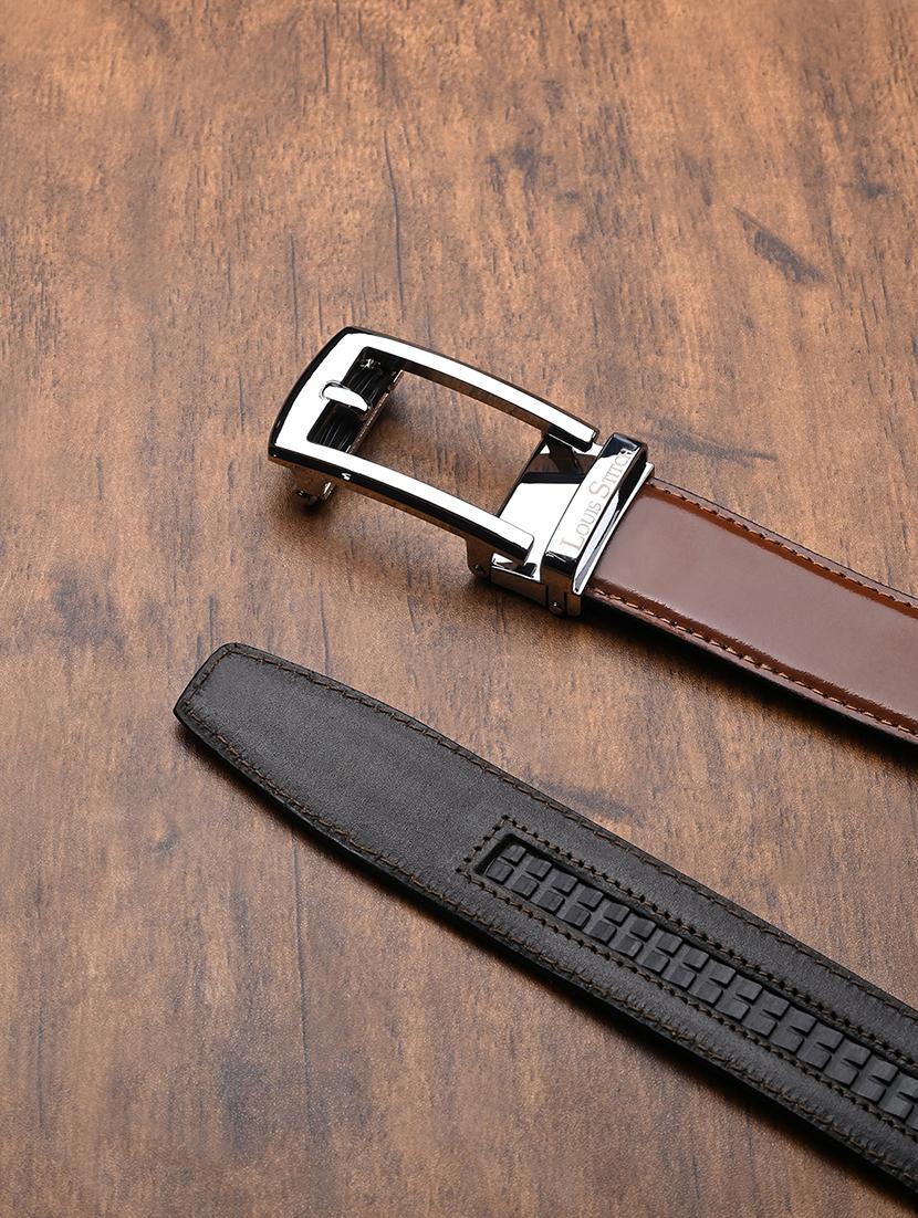 men tan manual buckle leather belt - 21960231 - Standard Image - 4