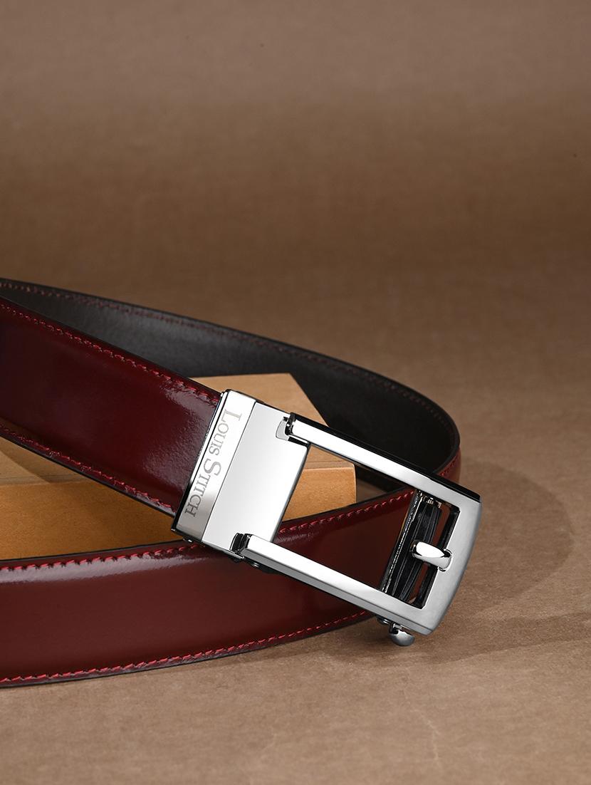 men maroon manual buckle leather belt - 21960232 - Zoom Image - 0