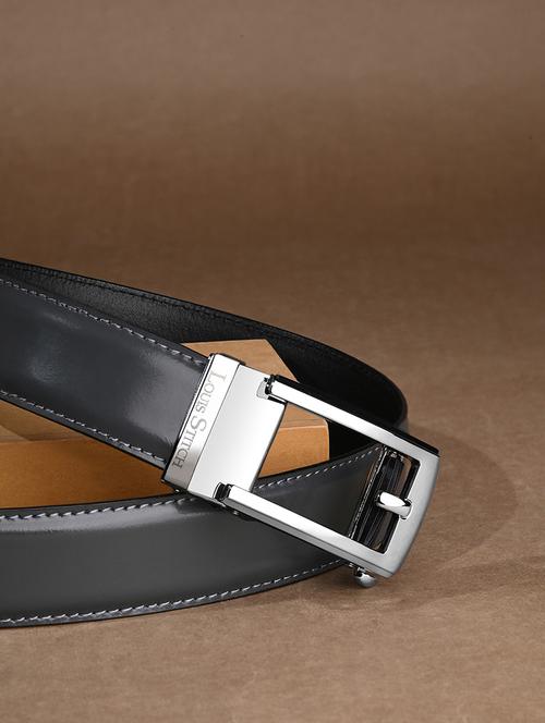 men grey manual buckle leather belt - 21960233 -  Standard Image - 0