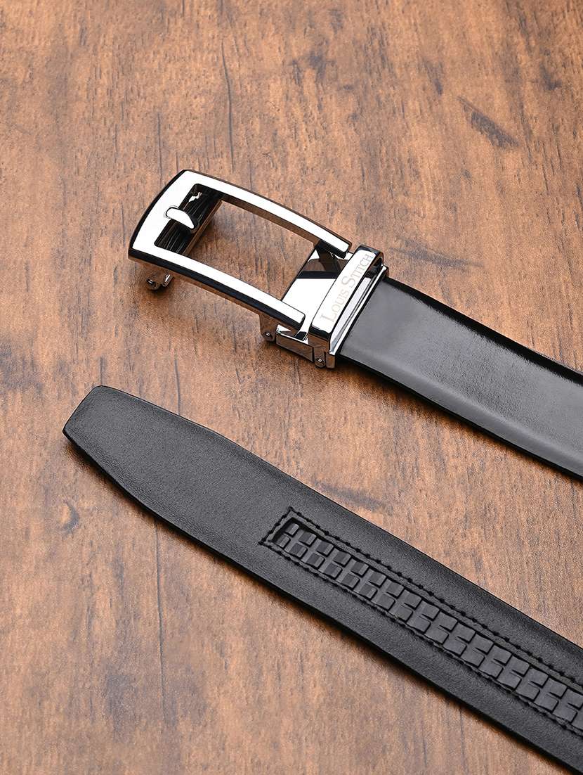 men grey manual buckle leather belt - 21960234 -  Standard Image - 4