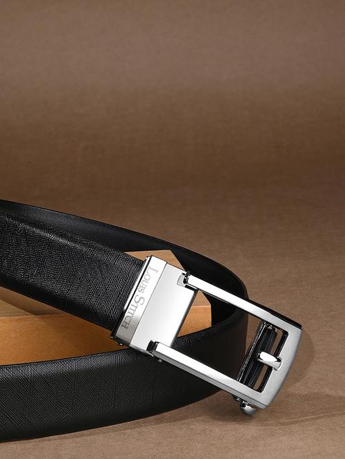 men black manual buckle leather belt - 21960235 - Standard Image - 0