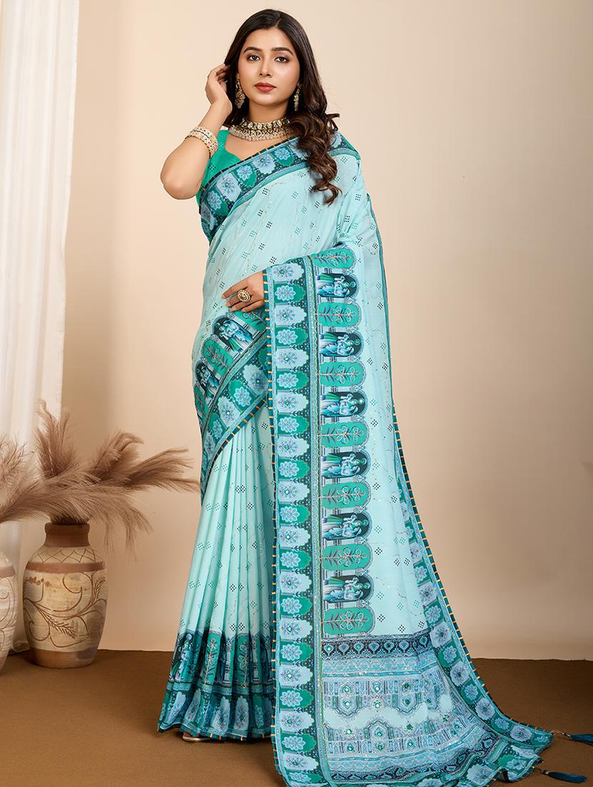 women printed casual wear saree with blouse - 21960238 -  Zoom Image - 0