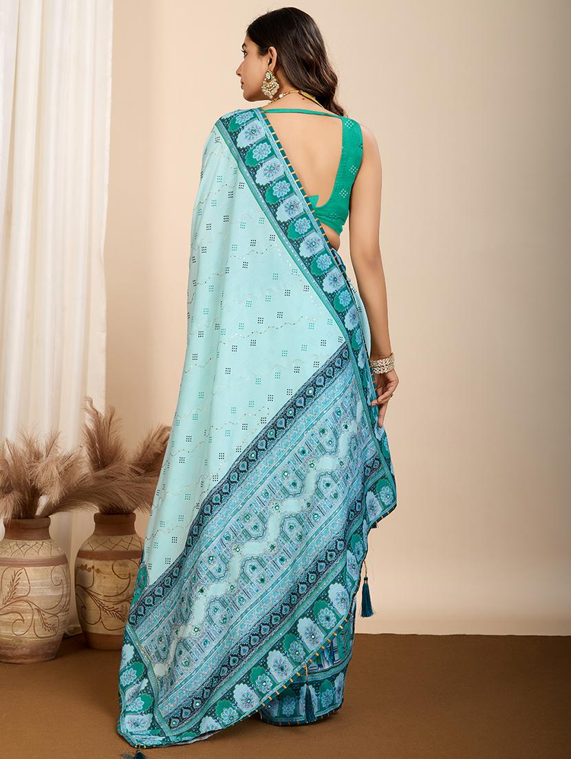 women printed casual wear saree with blouse - 21960238 -  Standard Image - 1