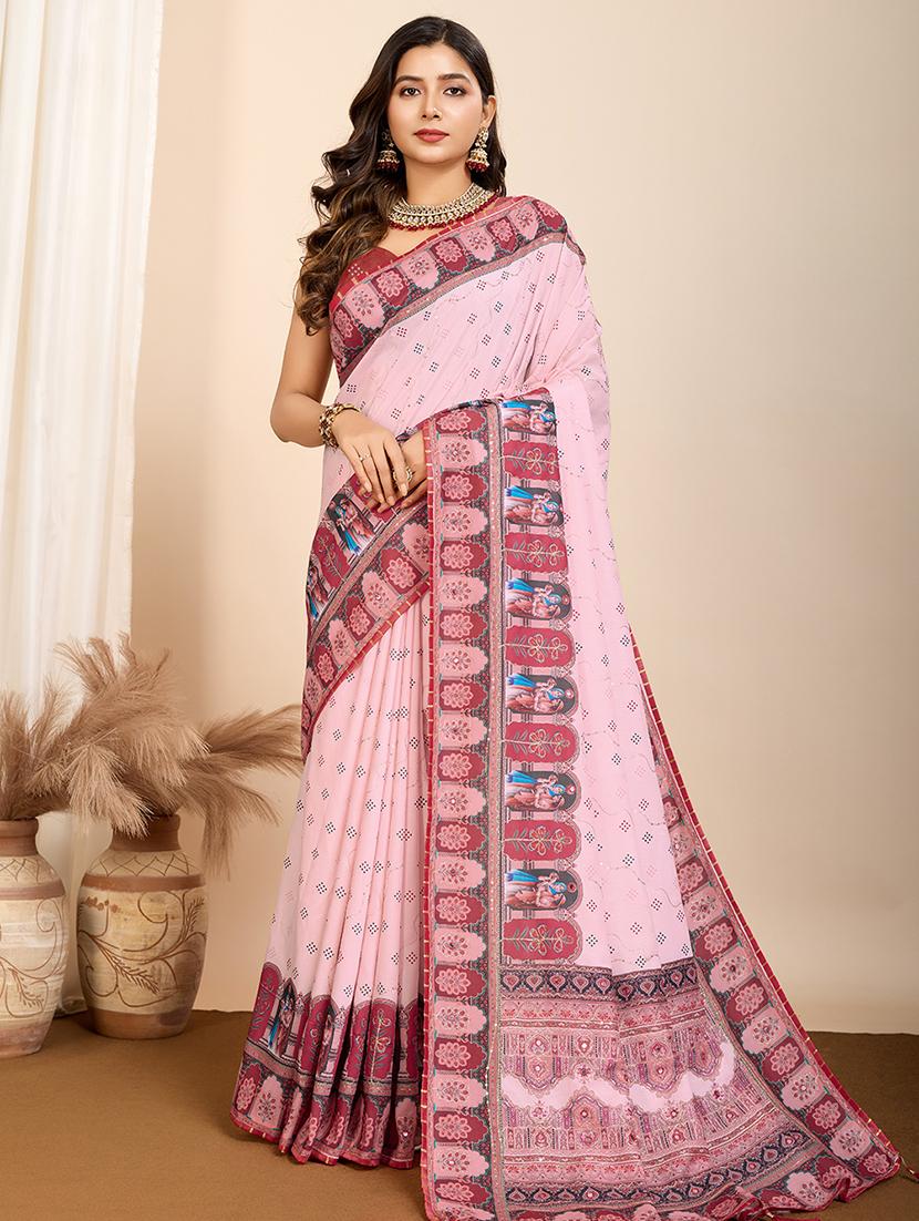 women printed casual wear saree with blouse - 21960239 -  Zoom Image - 0