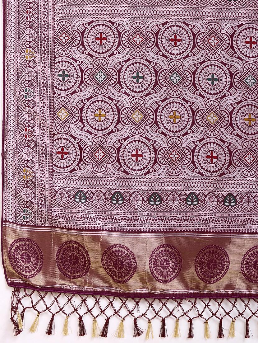 magenta art silk printed saree with blouse - 21960244 - Standard Image - 6