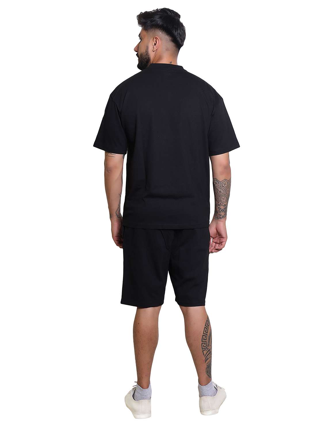 men solid short sleeve t-shirt & shorts co-ord set - 21960304 -  Standard Image - 4