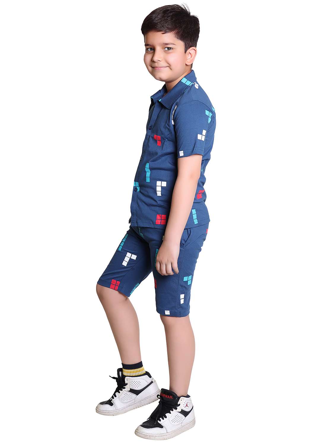boys printed shirt & shorts co-ord set - 21960309 -  Standard Image - 1