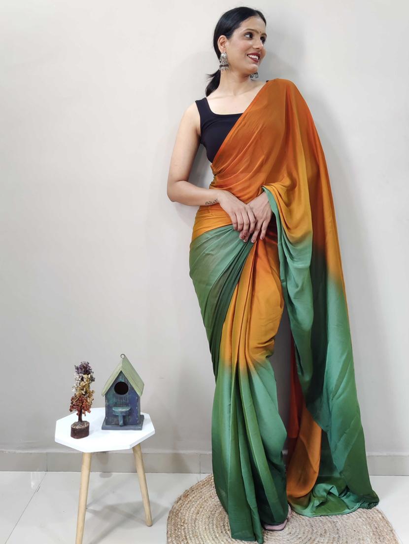 women ombre ready to wear saree with blouse - 21960325 -  Standard Image - 1
