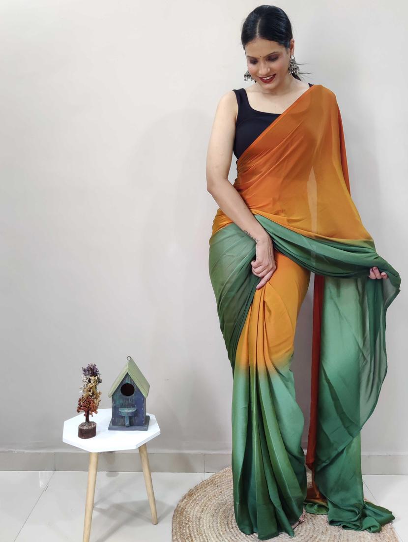 women ombre ready to wear saree with blouse - 21960325 - Standard Image - 4