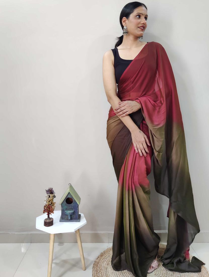 women ombre ready to wear saree with blouse - 21960328 -  Standard Image - 1