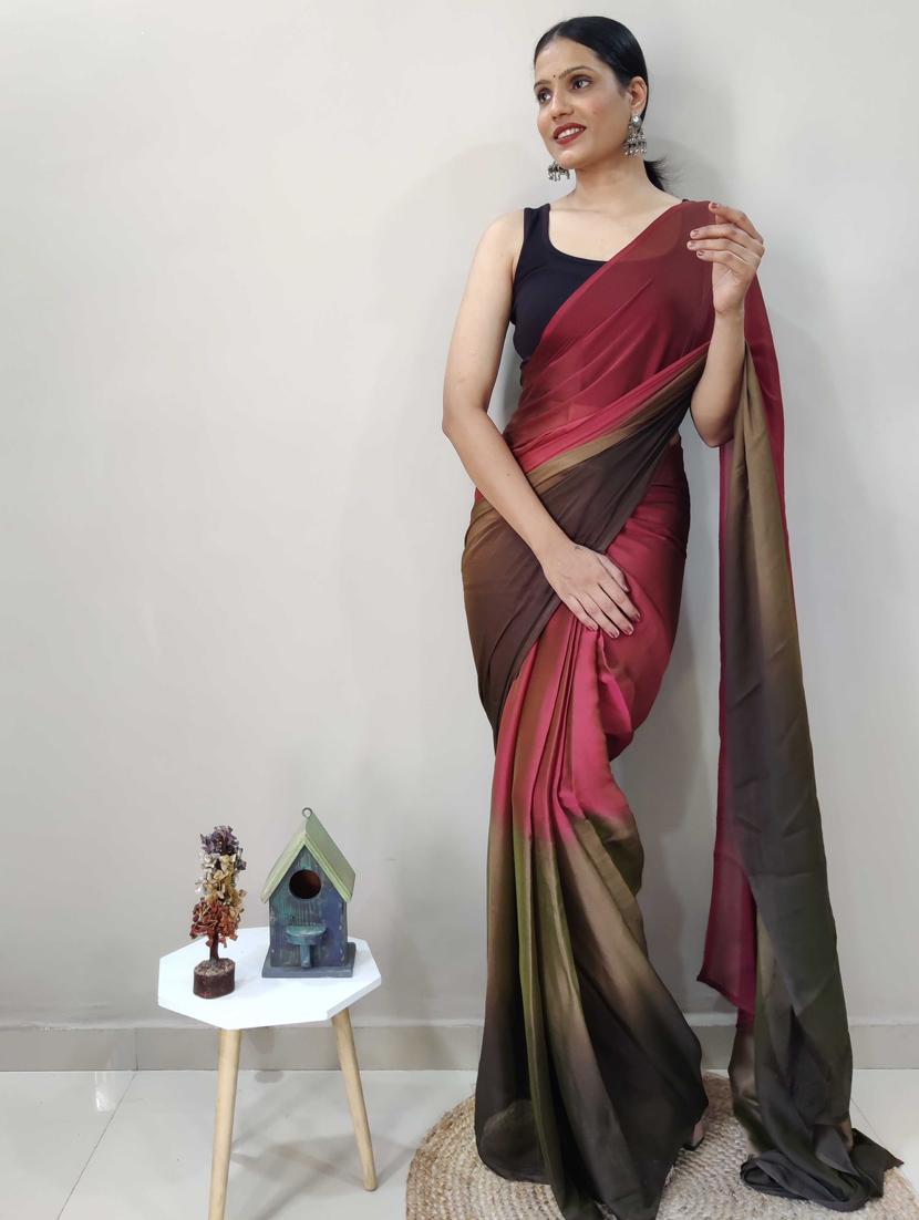 women ombre ready to wear saree with blouse - 21960328 - Standard Image - 4