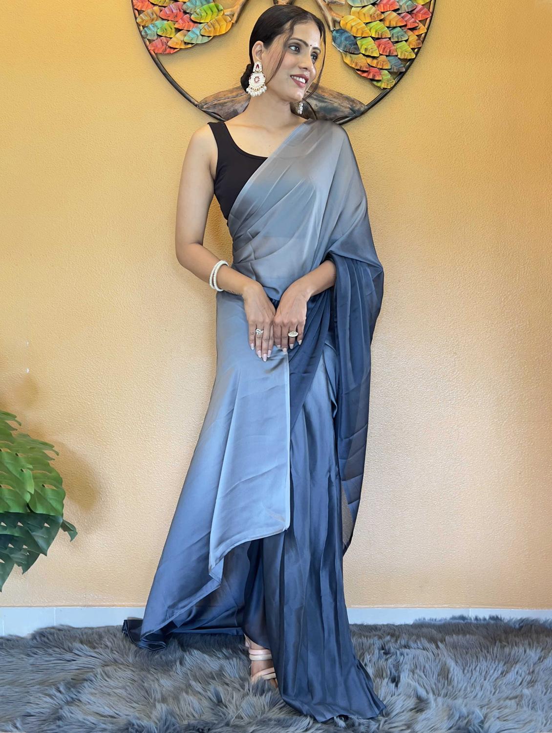 women ombre ready to wear saree with blouse - 21960336 - Standard Image - 1