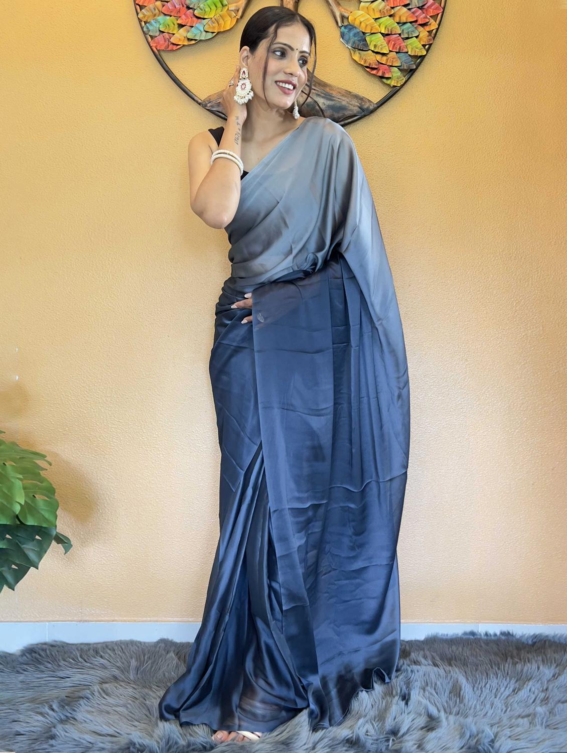 women ombre ready to wear saree with blouse - 21960336 - Standard Image - 4