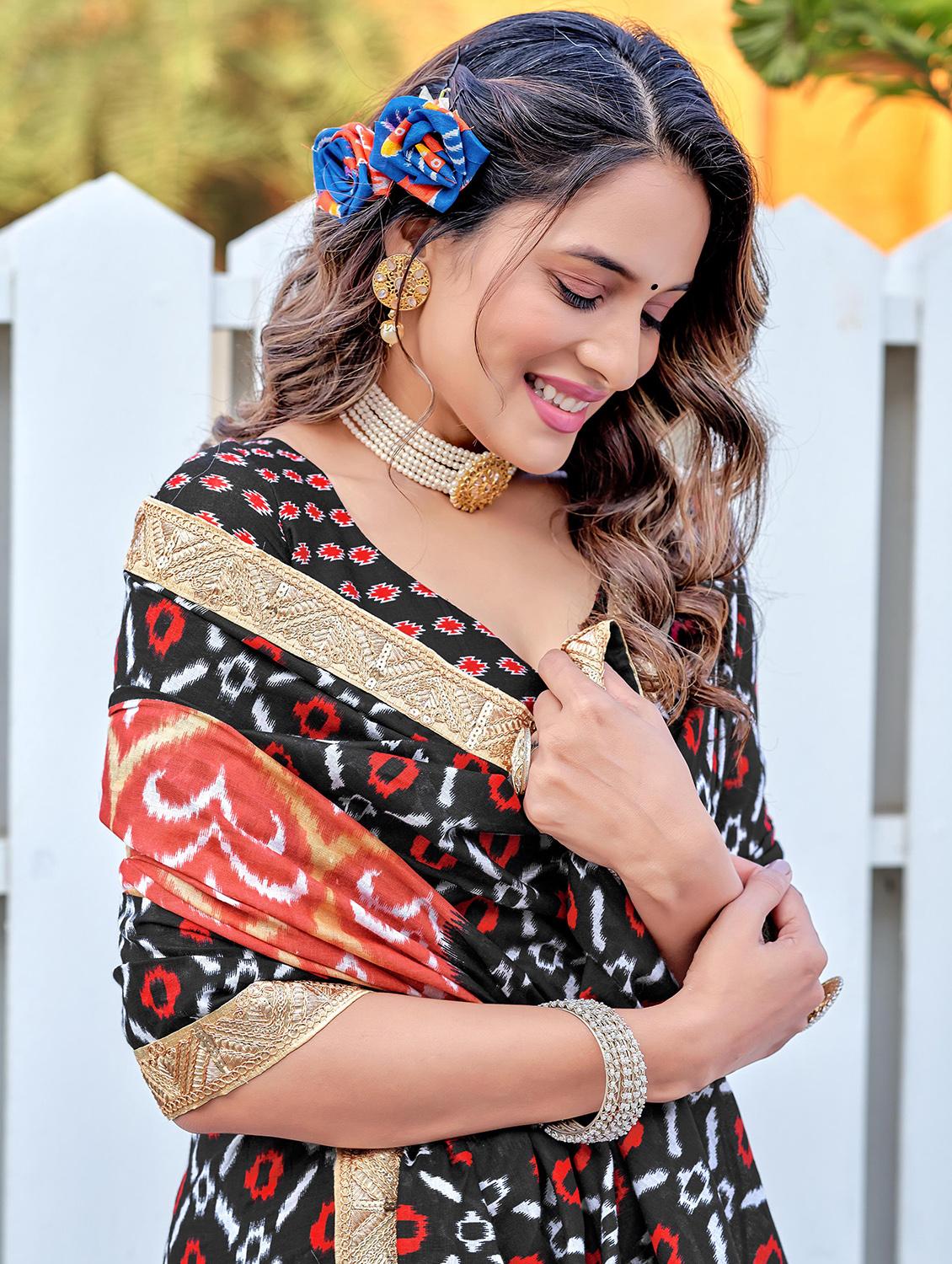 women printed casual wear saree with blouse - 21960408 - Standard Image - 4