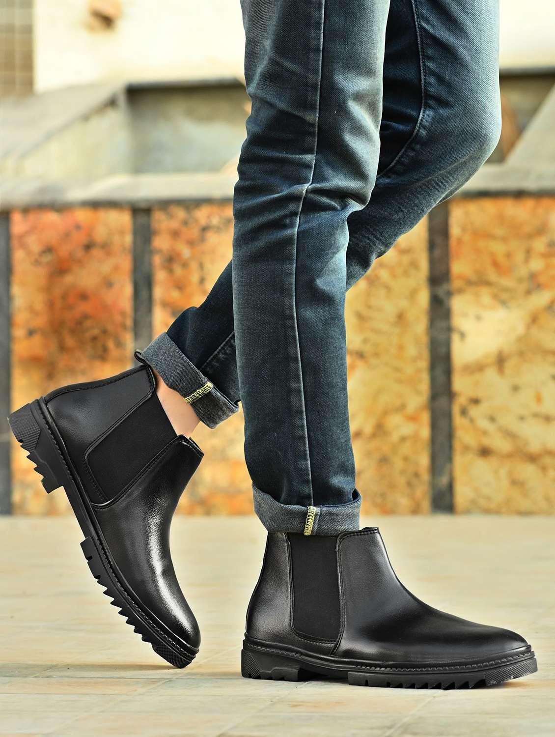 men black solid high ankle boot - 21960409 -  Standard Image - 1