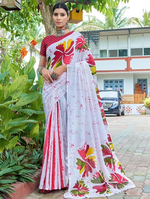 women printed casual wear saree with blouse - 21960441 -  Standard Image - 0
