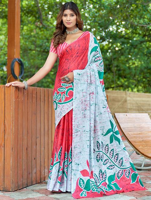 women printed casual wear saree with blouse - 21960446 - Standard Image - 0